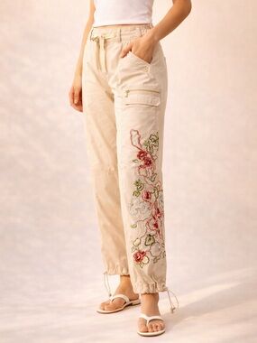 Y2K Utility Cargo Pants Embroidered Sequins Convertible Hem 14